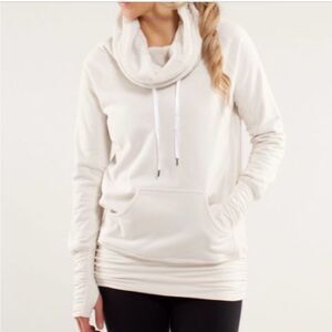 Lululemon Dont‎ Hurry Be Happy Cowl Neck Pullover Sweatshirt Polar Cream Size 4